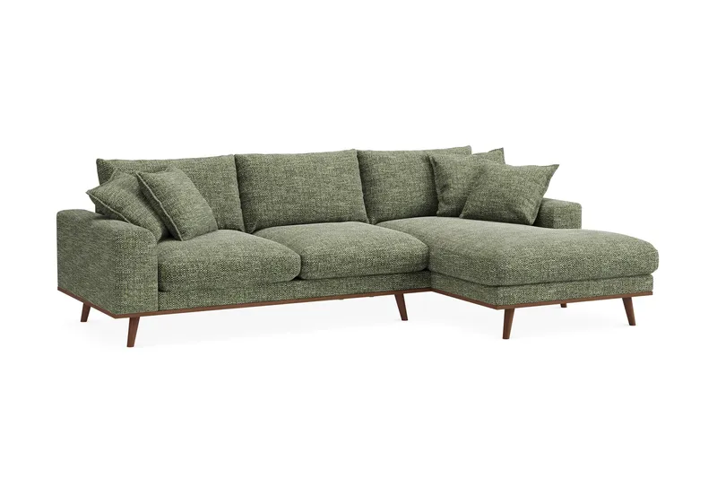 Copenhagen Premium 4-sits Högervänd L-formad Djup Divansoffa i Chenille - Grön - Products - Möbler - Soffa - Divansoffa & schäslongsoffa - 4 sits soffa med divan