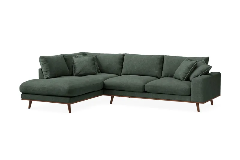 Copenhagen Premium 4-sits Vänstervänd L-formad Djup Schäslongsoffa i Tyg - Grön - Products - Möbler - Soffa - Divansoffa & schäslongsoffa - 4 sits soffa med divan