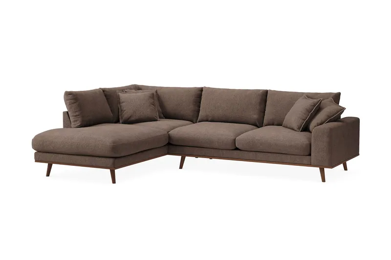 Copenhagen Premium 4-sits Vänstervänd L-formad Djup Schäslongsoffa i Tyg - Mörkbrun - Products - Möbler - Soffa - Divansoffa & schäslongsoffa - 4 sits soffa med divan