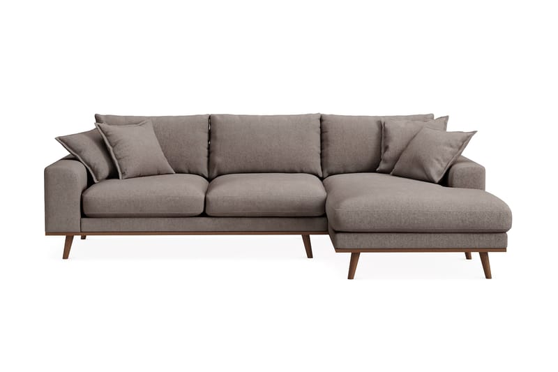 Copenhagen Premium 4-sits Högervänd L-formad Djup Divansoffa i Tyg - Brun - Products - Möbler - Soffa - Divansoffa & schäslongsoffa - 3 sits soffa med divan