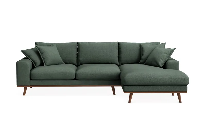Copenhagen Premium 4-sits Högervänd L-formad Djup Divansoffa i Tyg - Grön - Products - Möbler - Soffa - Divansoffa & schäslongsoffa - 3 sits soffa med divan