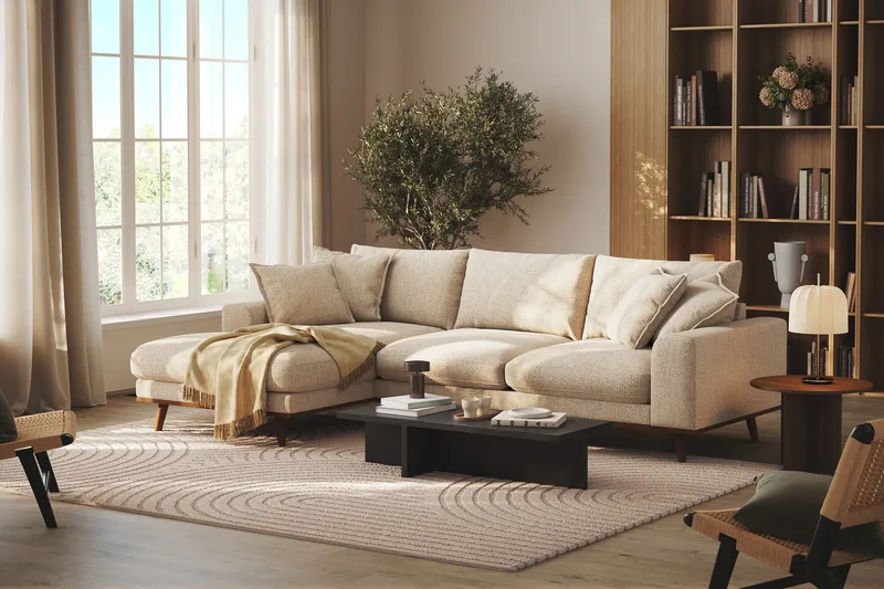 Copenhagen Premium 4-sits Vänstervänd L-formad Djup Divansoffa i Chenille - Beige - Products - Möbler - Soffa - Divansoffa & schäslongsoffa - 4 sits soffa med divan