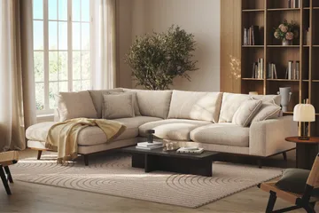 Copenhagen Premium 4-sits Vänstervänd L-formad Djup Schäslongsoffa i Chenille - Beige - Products - Möbler - Soffa - Divansoffa & schäslongsoffa - 4 sits soffa med divan