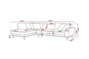 Copenhagen Premium 4-sits Vänstervänd L-formad Djup Schäslongsoffa i Tyg - Grön - Products - Möbler - Soffa - Divansoffa & schäslongsoffa - 4 sits soffa med divan