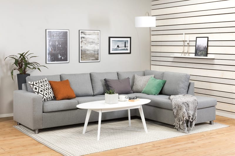 Crazy 4-sits Högervänd L-formad Schäslongsoffa i Tyg - Grå - Products - Möbler - Soffa - Divansoffa & schäslongsoffa - 3 sits soffa med divan