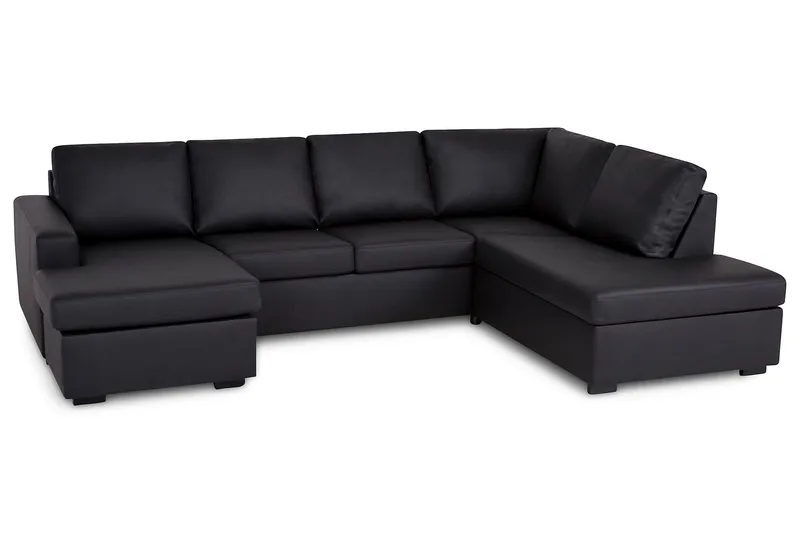 Crazy 4-sits Högervänd U-formad Large Soffa med Divan och Schäslong i Konstläder - Svart - Products - Möbler - Soffa - Divansoffa & schäslongsoffa - 4 sits soffa med divan