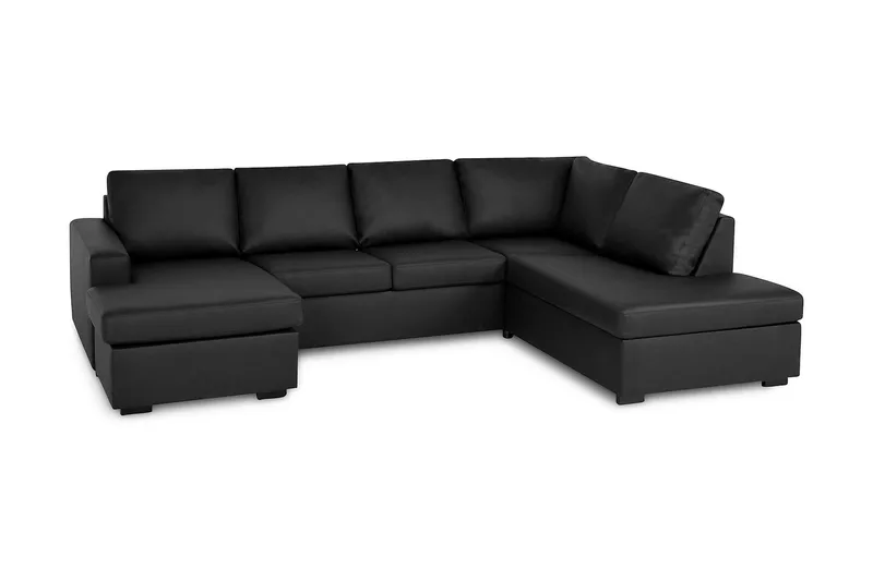 Crazy 4-sits Högervänd U-formad Small Soffa med Divan och Schäslong i Konstläder - Svart - Products - Möbler - Soffa - Divansoffa & schäslongsoffa - 4 sits soffa med divan