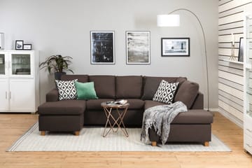 Crazy 4-sits Högervänd U-formad Small Soffa med Divan och Schäslong i Tyg - Brun - Products - Möbler - Soffa - Divansoffa & schäslongsoffa - 3 sits soffa med divan