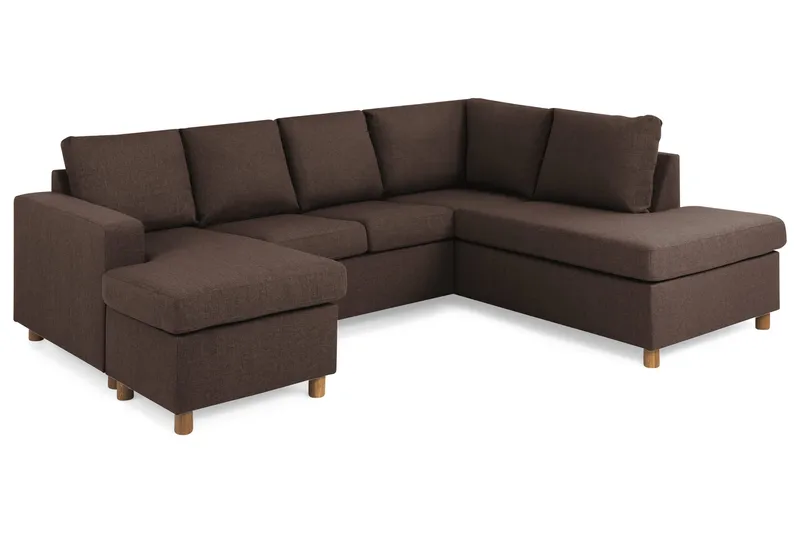 Crazy 4-sits Högervänd U-formad Small Soffa med Divan och Schäslong i Tyg - Brun - Products - Möbler - Soffa - Divansoffa & schäslongsoffa - 3 sits soffa med divan