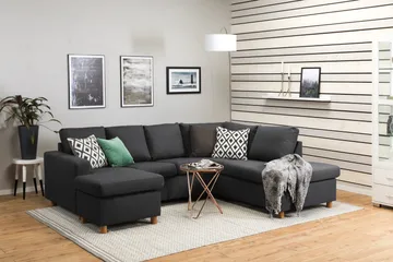 Crazy 4-sits Högervänd U-formad Small Soffa med Divan och Schäslong i Tyg - Mörkgrå - Products - Möbler - Soffa - Divansoffa & schäslongsoffa - 3 sits soffa med divan
