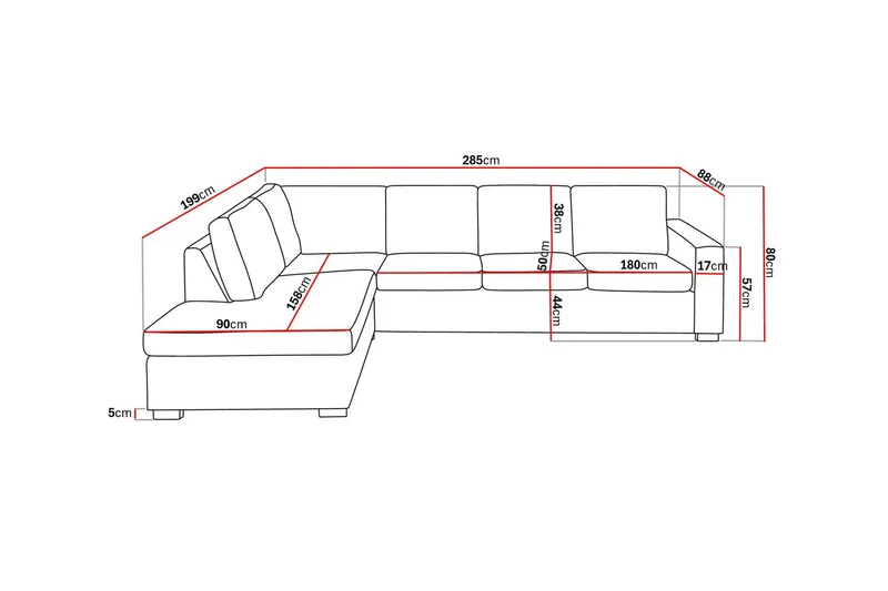 Crazy 4-sits Vänstervänd L-formad Schäslongsoffa i Konstläder - Svart - Products - Möbler - Soffa - Divansoffa & schäslongsoffa - 3 sits soffa med divan