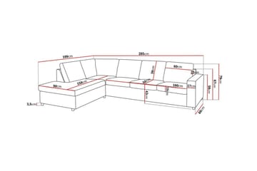 Crazy 4-sits Vänstervänd L-formad Schäslongsoffa i Tyg - Antracit - Products - Möbler - Soffa - Divansoffa & schäslongsoffa - 3 sits soffa med divan