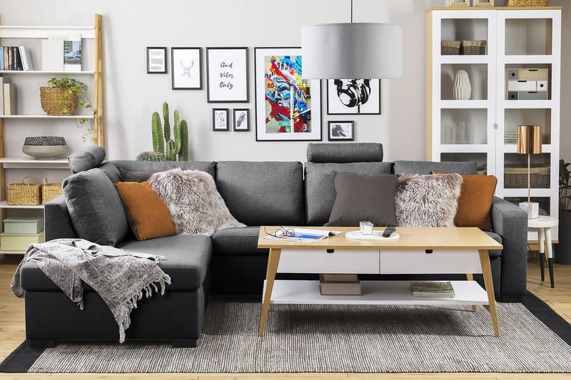 Crazy 4-sits Vänstervänd L-formad Schäslongsoffa i Tyg - Mörkgrå - Products - Möbler - Soffa - Divansoffa & schäslongsoffa - 3 sits soffa med divan