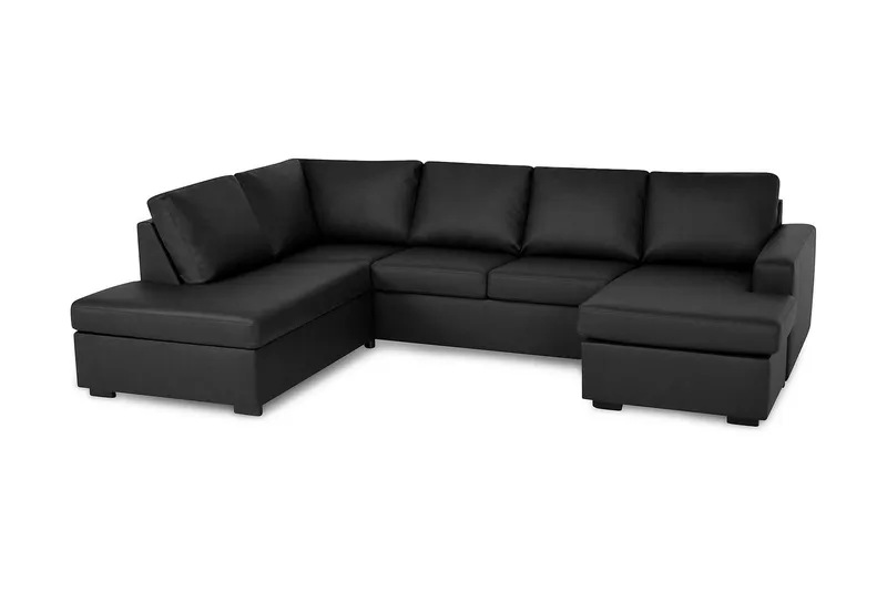 Crazy 4-sits Vänstervänd U-formad Large Soffa med Divan och Schäslong i Konstläder - Svart - Products - Möbler - Soffa - Divansoffa & schäslongsoffa - 4 sits soffa med divan