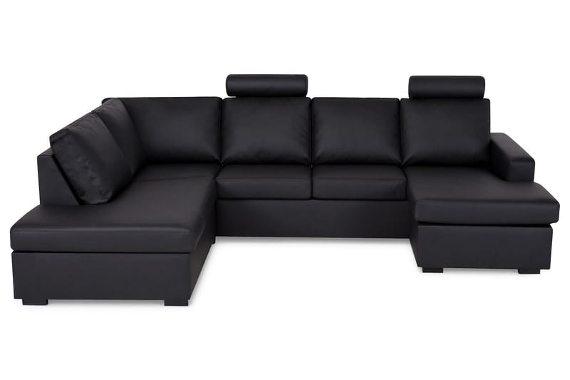 Crazy 4-sits Vänstervänd U-formad Large Soffa med Divan och Schäslong i Konstläder - Svart - Products - Möbler - Soffa - Divansoffa & schäslongsoffa - 4 sits soffa med divan
