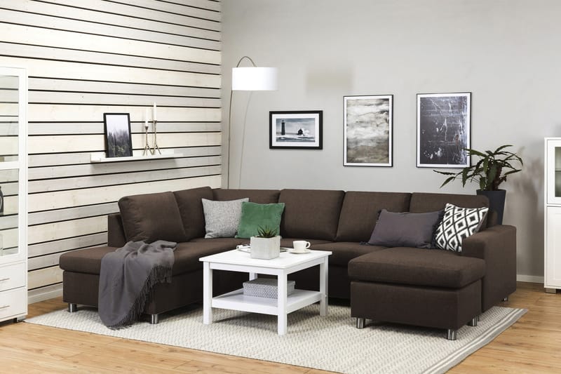 Crazy 4-sits Vänstervänd U-formad Large Soffa med Divan och Schäslong i Tyg - Brun - Products - Möbler - Soffa - Divansoffa & schäslongsoffa - 3 sits soffa med divan