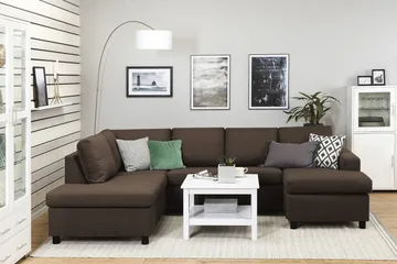 Crazy 4-sits Vänstervänd U-formad Large Soffa med Divan och Schäslong i Tyg - Brun - Products - Möbler - Soffa - Divansoffa & schäslongsoffa - 3 sits soffa med divan