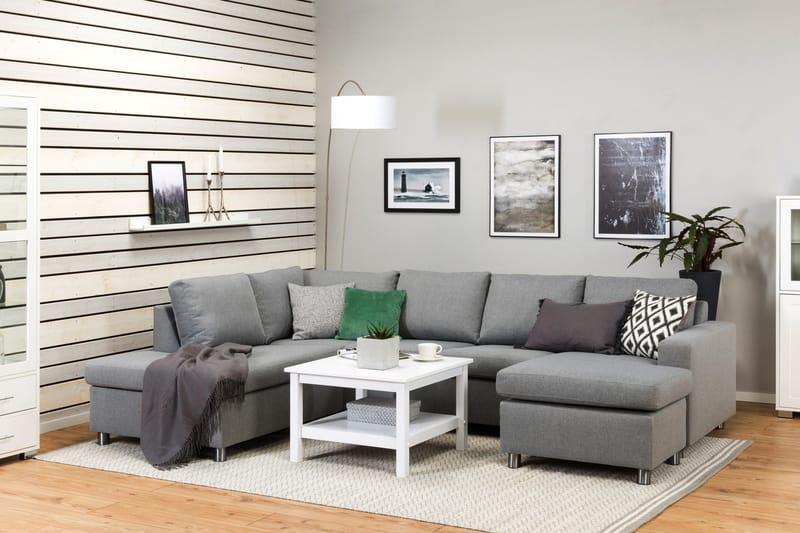 Crazy 4-sits Vänstervänd U-formad Large Soffa med Divan och Schäslong i Tyg - Grå - Products - Möbler - Soffa - Divansoffa & schäslongsoffa - 4 sits soffa med divan