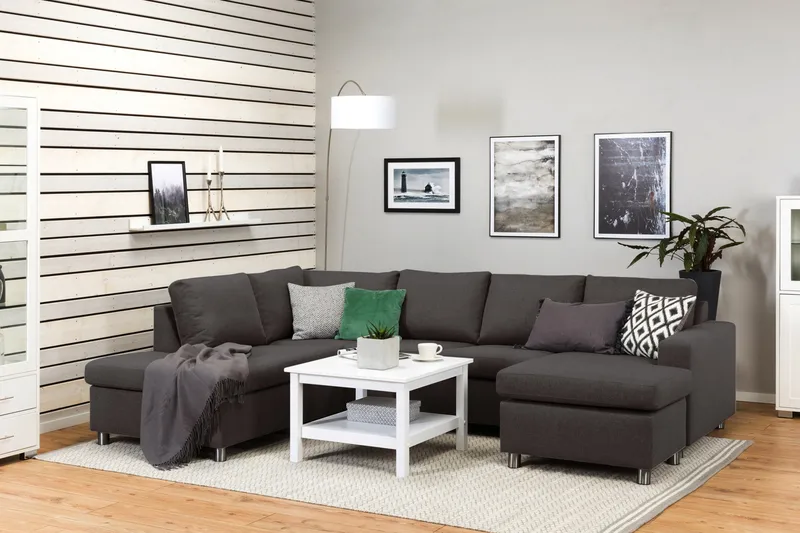 Crazy 4-sits Vänstervänd U-formad Large Soffa med Divan och Schäslong i Tyg - Mörkgrå - Products - Möbler - Soffa - Divansoffa & schäslongsoffa - 4 sits soffa med divan