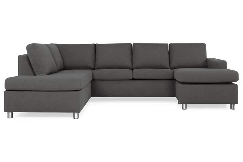 Crazy 4-sits Vänstervänd U-formad Large Soffa med Divan och Schäslong i Tyg - Mörkgrå - Products - Möbler - Soffa - Divansoffa & schäslongsoffa - 4 sits soffa med divan
