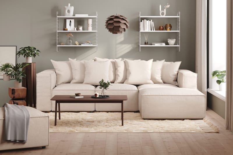 Cubo 4-sits Djup Modulsoffa med Divan i Tyg - Beige - Products - Möbler - Soffa - Divansoffa & schäslongsoffa - 3 sits soffa med divan