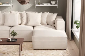 Cubo 4-sits Vändbar L-formad Djup Modulsoffa med Divan i Manchester - Beige - Products - Möbler - Soffa - Divansoffa & schäslongsoffa - 3 sits soffa med divan