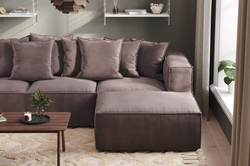 Cubo 4-sits Vändbar L-formad Djup Modulsoffa med Divan i Sammet - Mörkgrå - Products - Möbler - Soffa - Divansoffa & schäslongsoffa - 3 sits soffa med divan