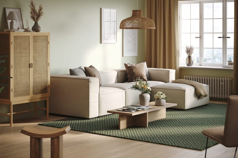 Cubo 4-sits Vändbar L-formad Djup Modulsoffa med Divan i Tyg - Vit - Products - Möbler - Soffa - Divansoffa & schäslongsoffa - 3 sits soffa med divan