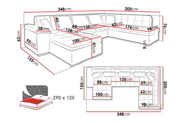 Dynir Soffa med Divan och Schäslong 4-sits - Brun/Beige - Products - Möbler - Soffa - Divansoffa & schäslongsoffa - 4 sits soffa med divan