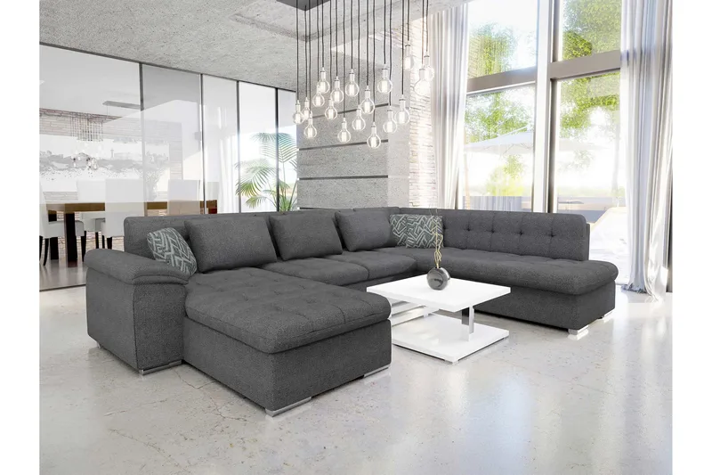 Dynir Soffa med Divan och Schäslong 4-sits - Mörkgrå/Ljusgrå - Products - Möbler - Soffa - Divansoffa & schäslongsoffa - 4 sits soffa med divan