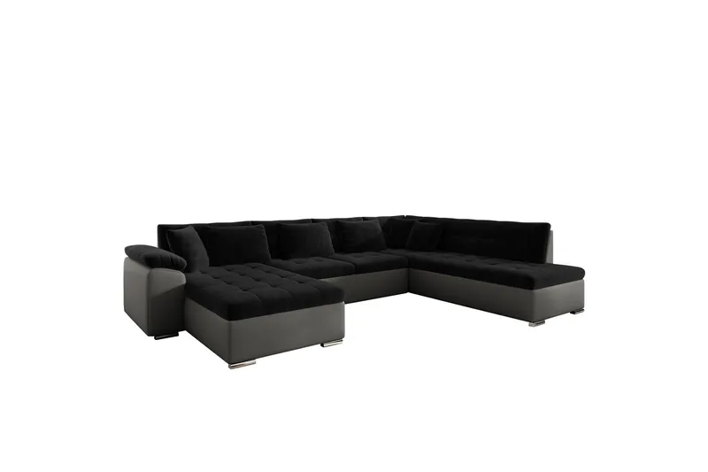 Dynir Soffa med Divan och Schäslong 4-sits - Svart/Grå - Products - Möbler - Soffa - Divansoffa & schäslongsoffa - 4 sits soffa med divan