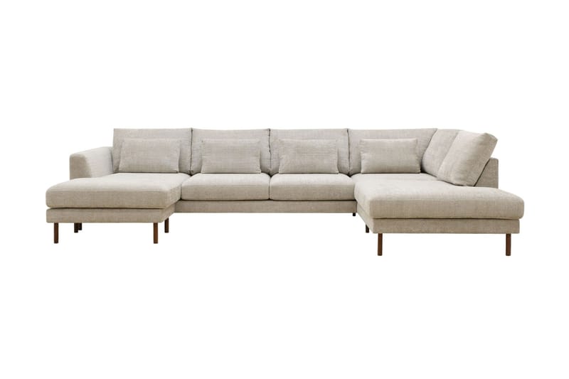 Florenz 4-sits Högervänd U-formad Soffa med Divan och Schäslong i Chenille - Grå / Beige - Products - Möbler - Soffa - Divansoffa & schäslongsoffa - 4 sits soffa med divan