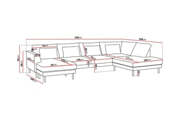 Florenz 4-sits Högervänd U-formad Soffa med Divan och Schäslong i Chenille - Ljusgrå - Products - Möbler - Soffa - Divansoffa & schäslongsoffa - 4 sits soffa med divan