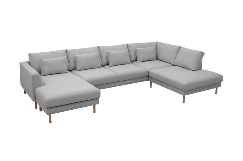 Florenz 4-sits Högervänd U-formad Soffa med Divan och Schäslong i Tyg - Ljusgrå - Products - Möbler - Soffa - Divansoffa & schäslongsoffa - 4 sits soffa med divan
