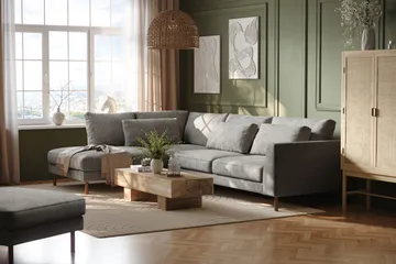 Florenz 4-sits Vänstervänd L-formad Schäslongsoffa i Chenille - Ljusgrå - Products - Möbler - Soffa - Divansoffa & schäslongsoffa - 4 sits soffa med divan