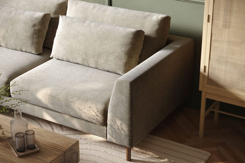 Florenz 4-sits Vänstervänd L-formad Schäslongsoffa i Tyg - Grå / Beige - Products - Möbler - Soffa - Divansoffa & schäslongsoffa - 4 sits soffa med divan