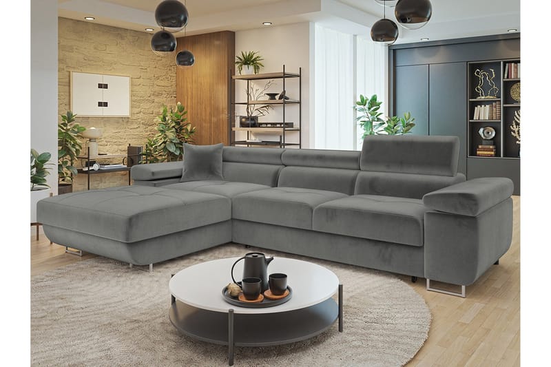 Gabina Soffa med Divan 3-sits - Grå - Products - Möbler - Soffa - Divansoffa & schäslongsoffa - 3 sits soffa med divan