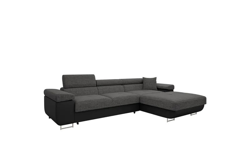 Gabina Soffa med Divan 3-sits - Grå/Svart - Products - Möbler - Soffa - Divansoffa & schäslongsoffa - 3 sits soffa med divan