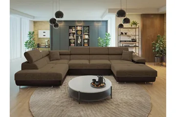 Gabina Soffa med Divan och Schäslong 4-sits - Brun - Products - Möbler - Soffa - Divansoffa & schäslongsoffa - 4 sits soffa med divan