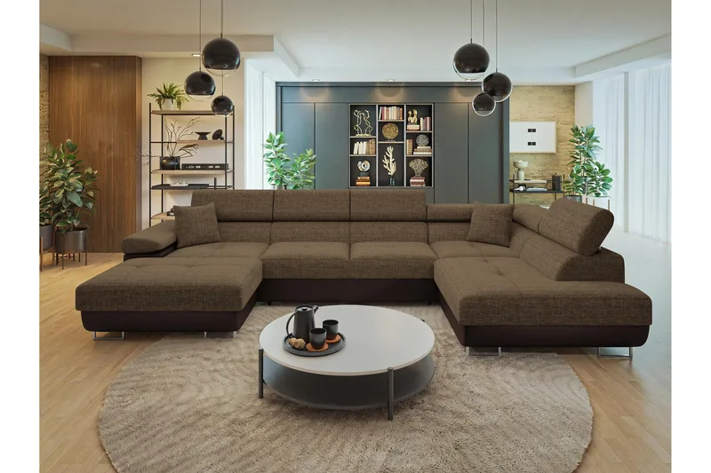 Gabina Soffa med Divan och Schäslong 4-sits - Brun - Products - Möbler - Soffa - Divansoffa & sch äslongsoffa - 4 sits soffa med divan