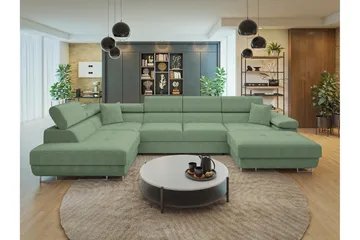 Gabina Soffa med Divan och Schäslong 4-sits - Grön - Products - Möbler - Soffa - Divansoffa & schäslongsoffa - 4 sits soffa med divan