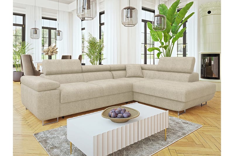 Gabina Soffa med Schäslong 3-sits - Beige - Products - Möbler - Soffa - Divansoffa & schäslongsoffa - 3 sits soffa med divan