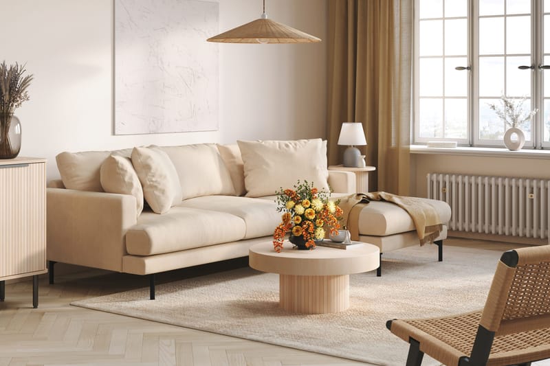 Menard 3-sits Högervänd L-formad Divansoffa i Manchester - Beige - Products - Möbler - Soffa - Divansoffa & schäslongsoffa - 3 sits soffa med divan