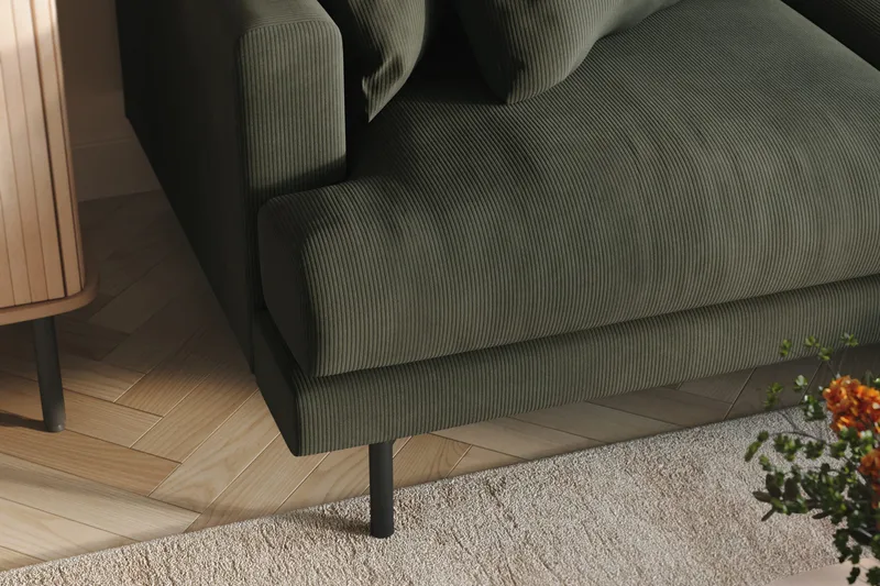Menard 3-sits Högervänd L-formad Divansoffa i Manchester - Mörkgrön - Products - Möbler - Soffa - Divansoffa & schäslongsoffa - 3 sits soffa med divan