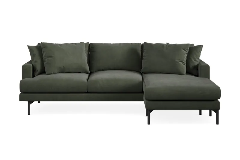 Menard 3-sits Högervänd L-formad Divansoffa i Manchester - Mörkgrön - Products - Möbler - Soffa - Divansoffa & schäslongsoffa - 3 sits soffa med divan