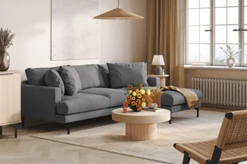 Menard 3-sits Högervänd L-formad Divansoffa i Tyg - Mörkgrå - Products - Möbler - Soffa - Divansoffa & schäslongsoffa - 3 sits soffa med divan