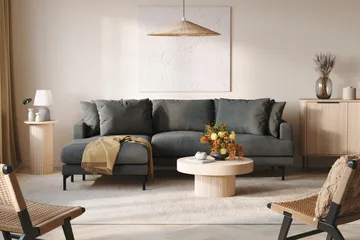 Menard 3-sits Vänstervänd L-formad Divansoffa i Manchester - Gr å - Products - Möbler - Soffa - Divansoffa & schäslongsoffa - 3 sits soffa med divan
