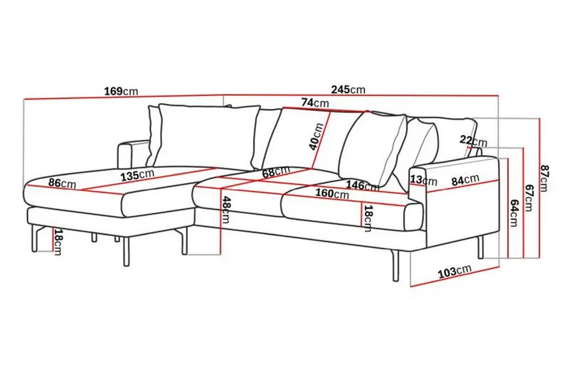 Menard 3-sits Vänstervänd L-formad Divansoffa i Manchester - Grön - Products - Möbler - Soffa - Divansoffa & schäslongsoffa - 3 sits soffa med divan