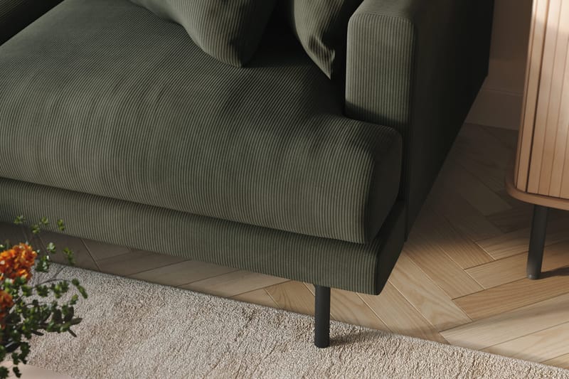 Menard 3-sits Vänstervänd L-formad Divansoffa i Manchester - Mörkgrön - Products - Möbler - Soffa - Divansoffa & schäslongsoffa - 3 sits soffa med divan