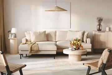 Menard 4-sits Vänstervänd L-formad Divansoffa i Manchester - Beige - Products - Möbler - Soffa - Divansoffa & schäslongsoffa - 4 sits soffa med divan